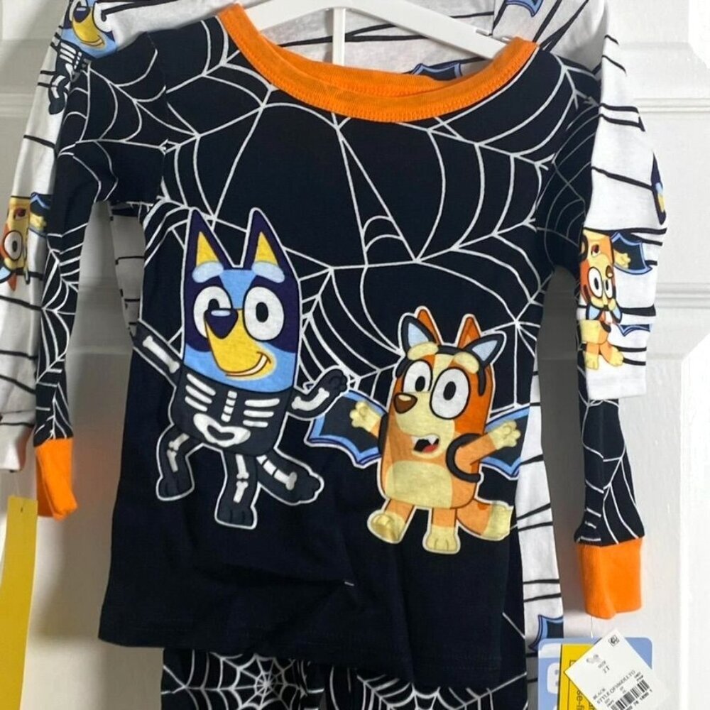 Toddler Boys' 4pc Bluey Cotton Long Sleeve Halloween Pajama Set Size 2T Or 4 - Picture 3 of 14